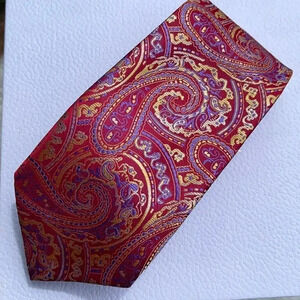 Kai Long Red Paisley Tie